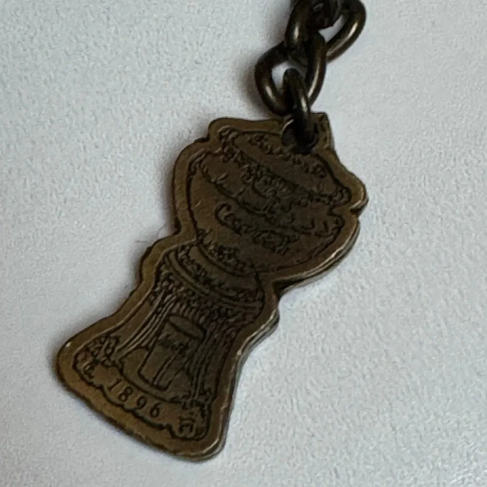 Coca Cola Keychain 1896 Soda Fountain Drink Metal‎ Charm Key Ring Collectible